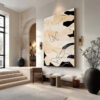 ECHOES OF SILENCE: Vertical Wabi Sabi Abstract Painting in Neutral Tones