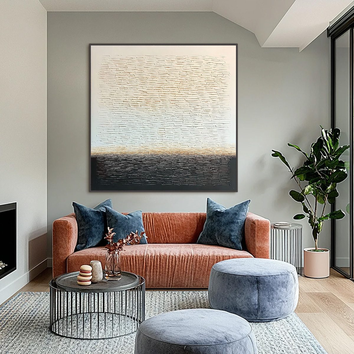 ECHOES OF STILLNESS: Large Square Textured Minimalist Abstract Painting - Image 2