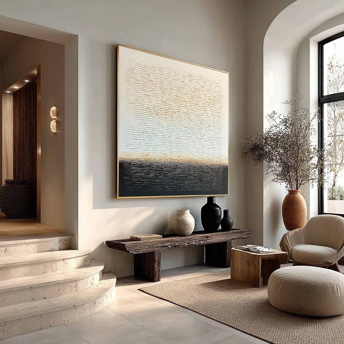 ECHOES OF STILLNESS: Large Square Textured Minimalist Abstract Painting - Image 8