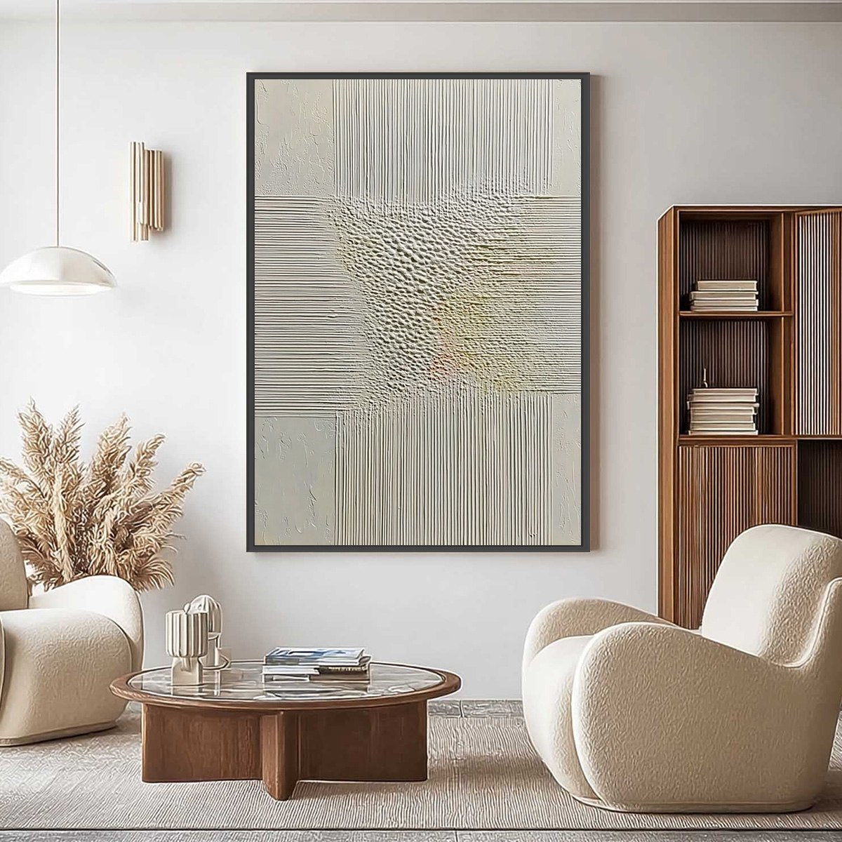 ECHOES OF STILLNESS: Vertical Wabi Sabi Textured Abstract Wall Art - Image 4