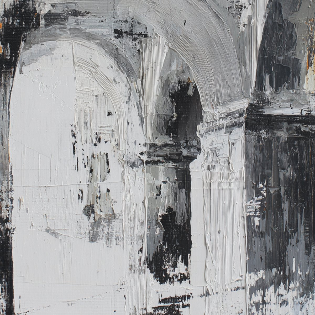 ECHOES OF THE ARCADE: Monochrome Abstract Architectural Painting - Image 3