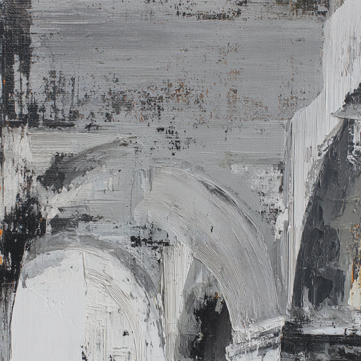 ECHOES OF THE ARCADE: Monochrome Abstract Architectural Painting - Image 5