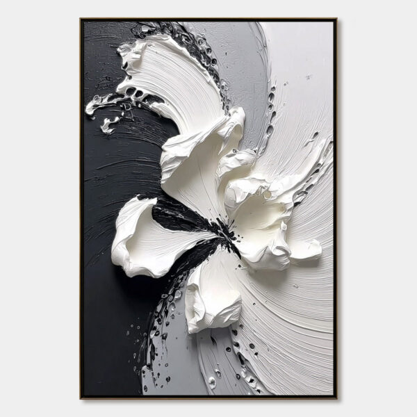 ECHOES IN WHITE: Textured Wabi-Sabi Abstract Floral Wall Art