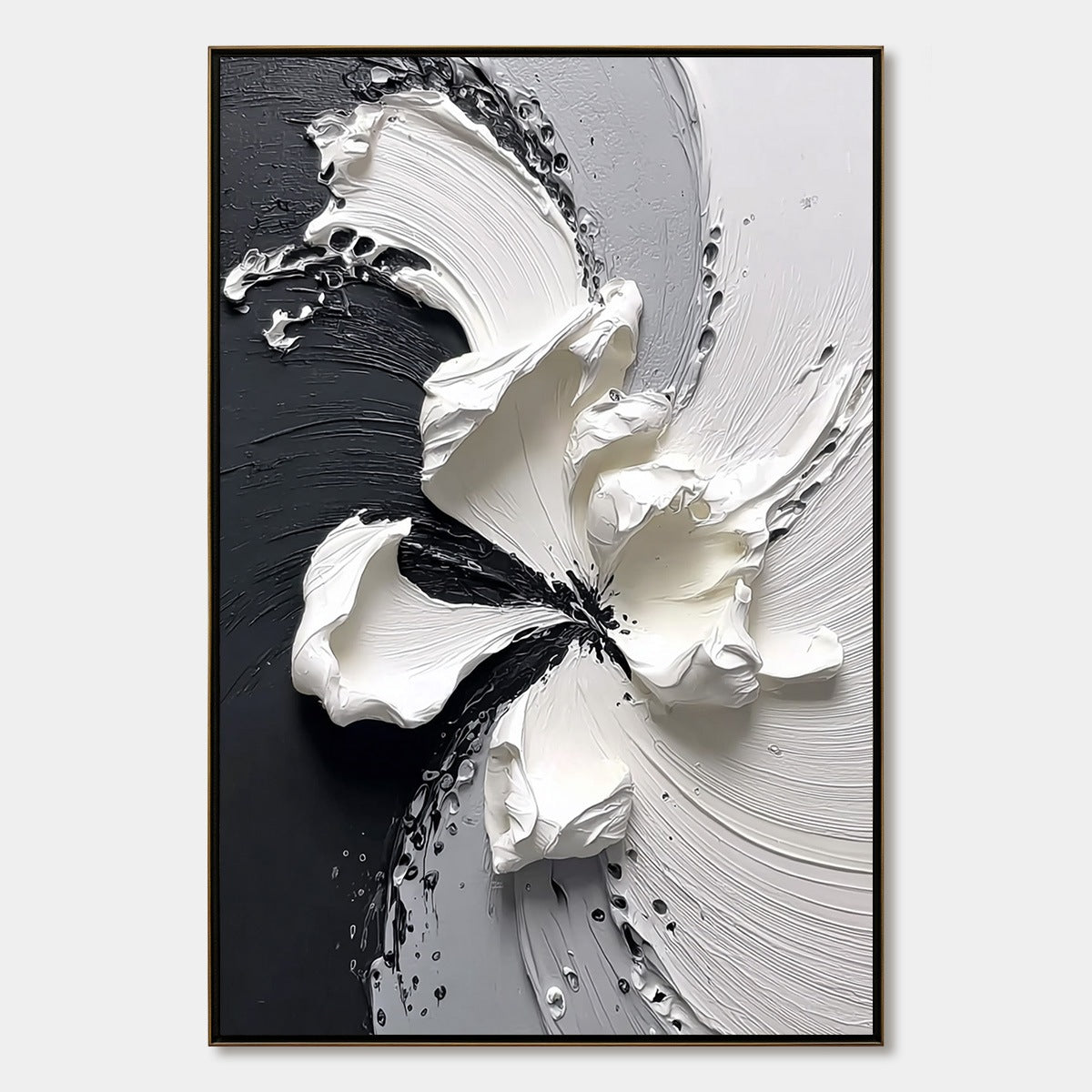ECHOES IN WHITE: Textured Wabi-Sabi Abstract Floral Wall Art