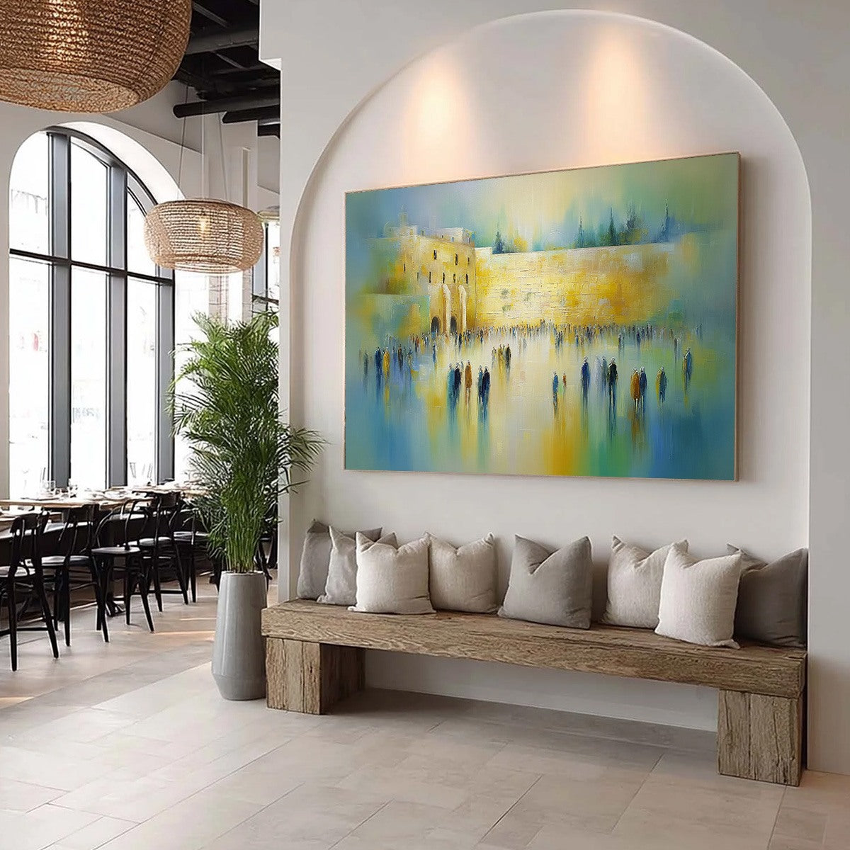 ECHOES OF ETERNITY: Abstract Figurative Cityscape Oil Painting - Image 8