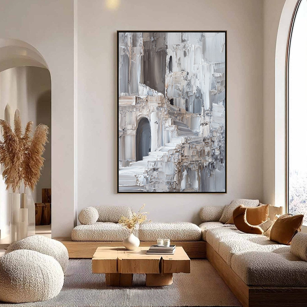 ECHOES OF STONE: Textured Impasto Architectural Painting - Image 2
