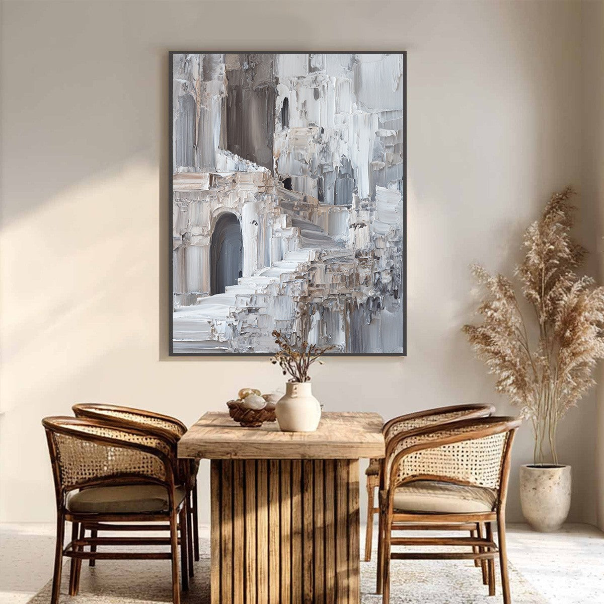 ECHOES OF STONE: Textured Impasto Architectural Painting - Image 4