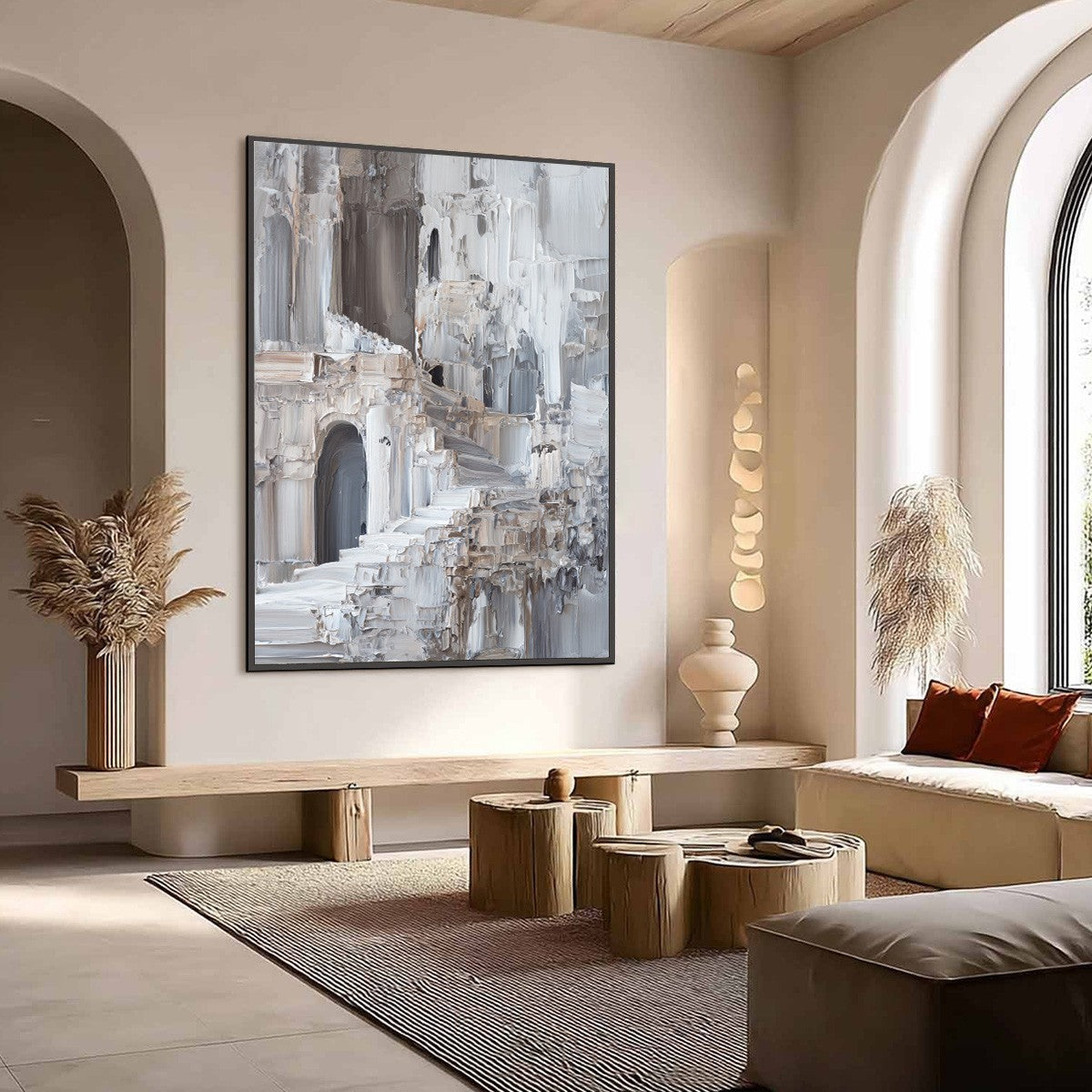 ECHOES OF STONE: Textured Impasto Architectural Painting - Image 7