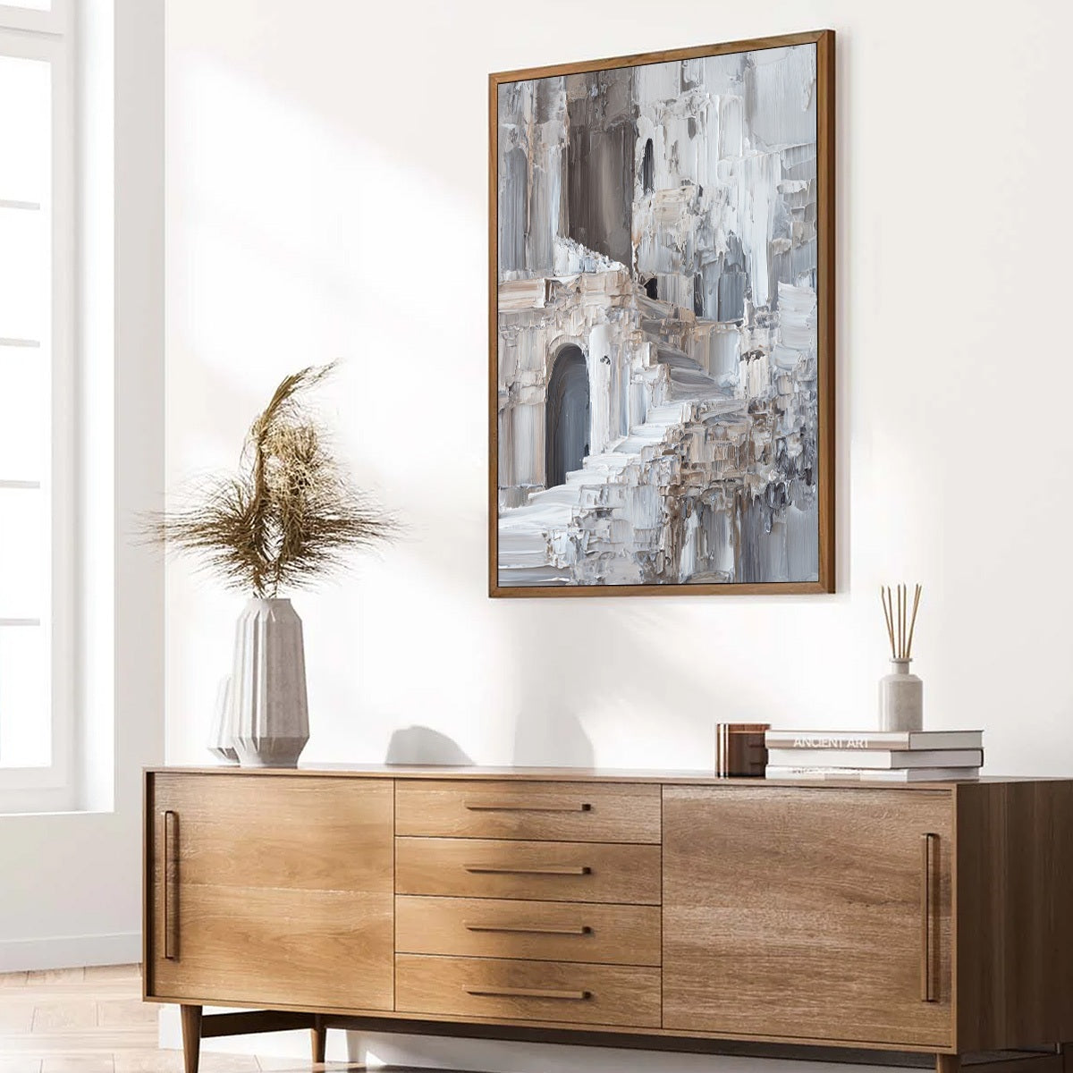 ECHOES OF STONE: Textured Impasto Architectural Painting - Image 8