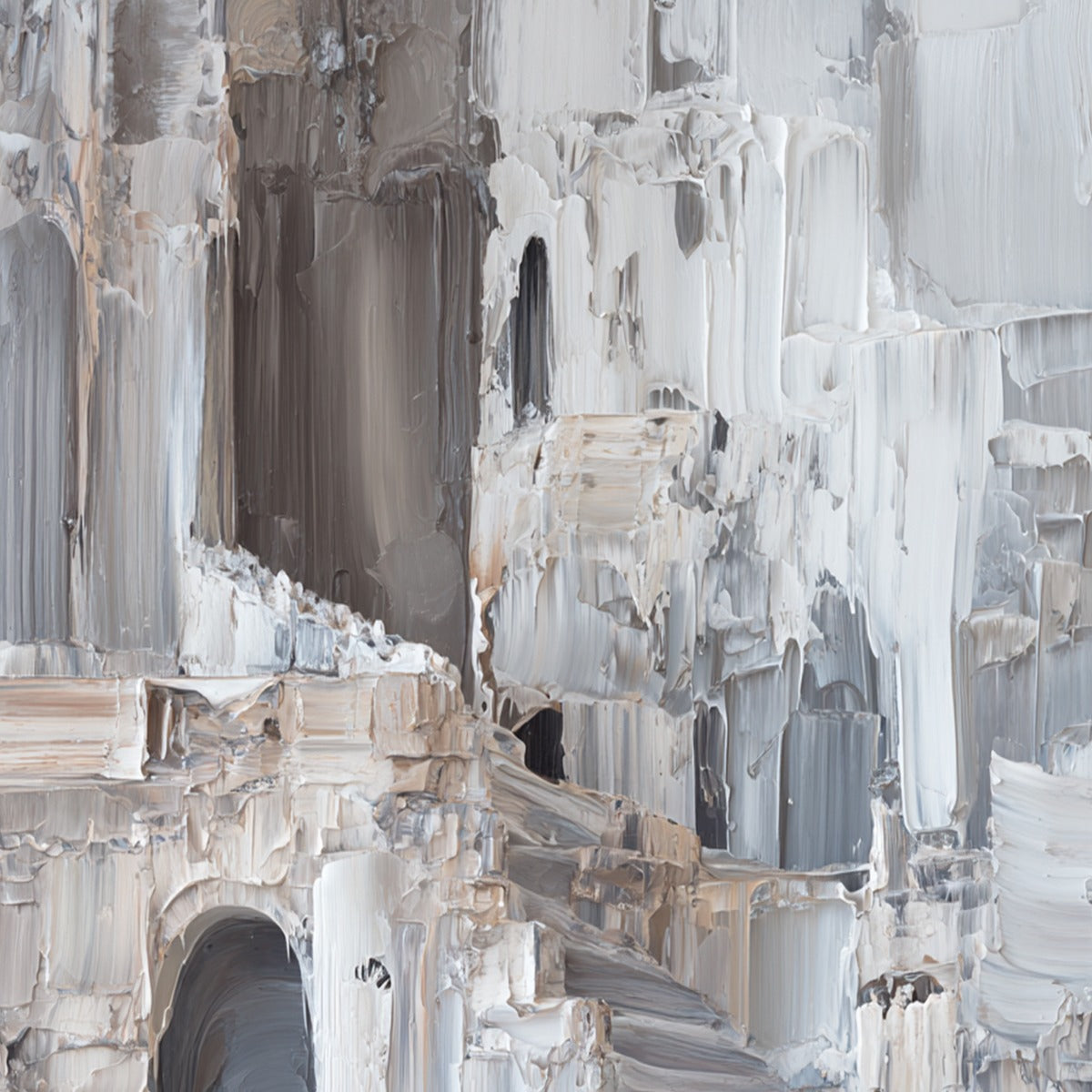 ECHOES OF STONE: Textured Impasto Architectural Painting - Image 5