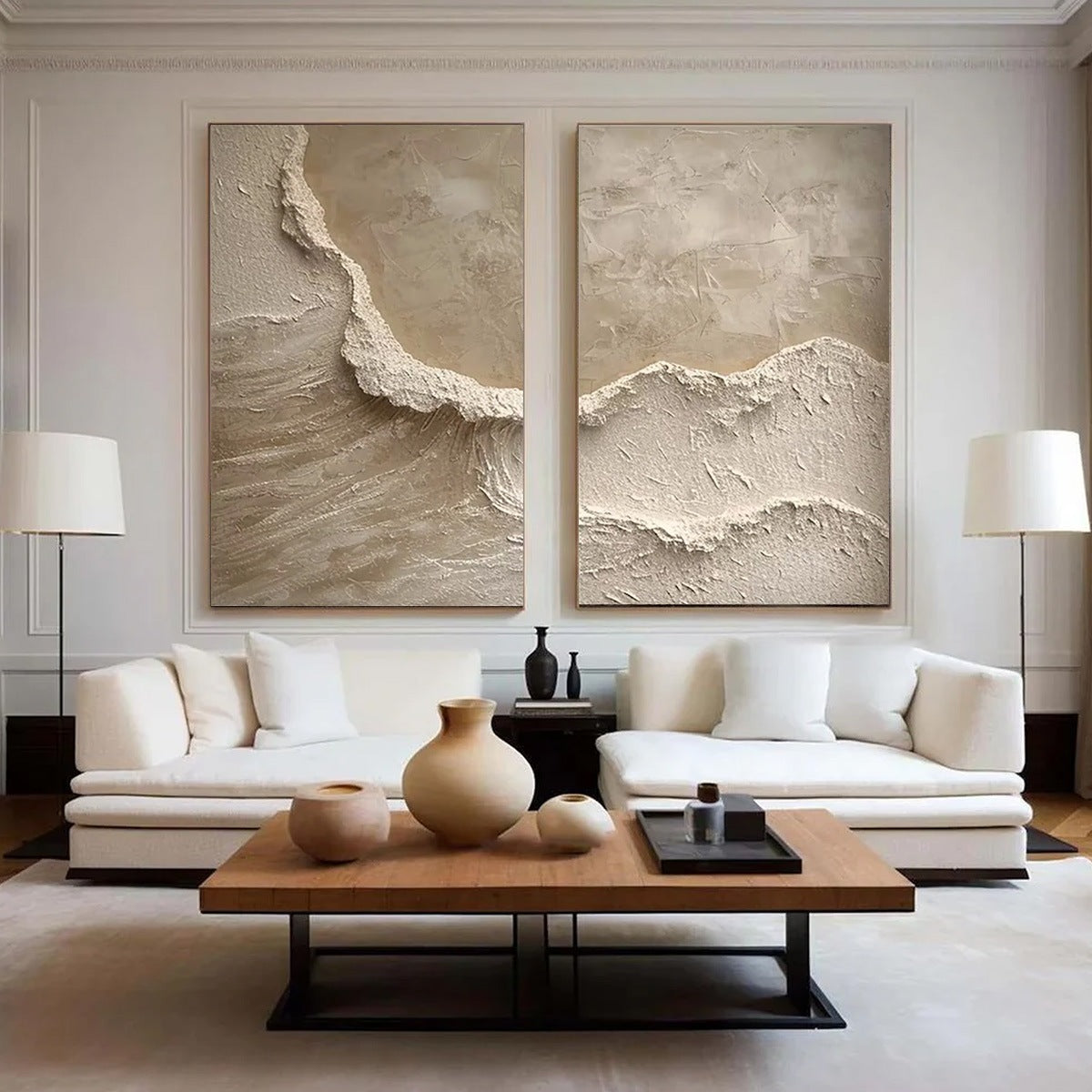 ECHOES OF THE SHORE: Wabi Sabi Textured Beach Painting Set - Image 3