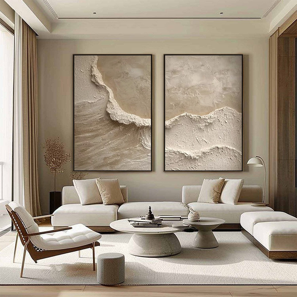 ECHOES OF THE SHORE: Wabi Sabi Textured Beach Painting Set - Image 4