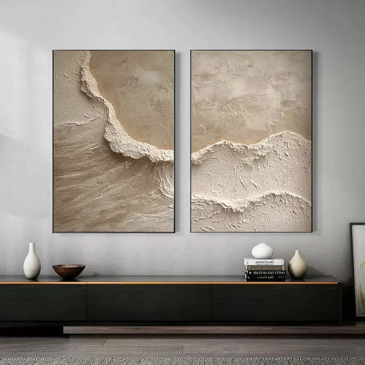 ECHOES OF THE SHORE: Wabi Sabi Textured Beach Painting Set - Image 2