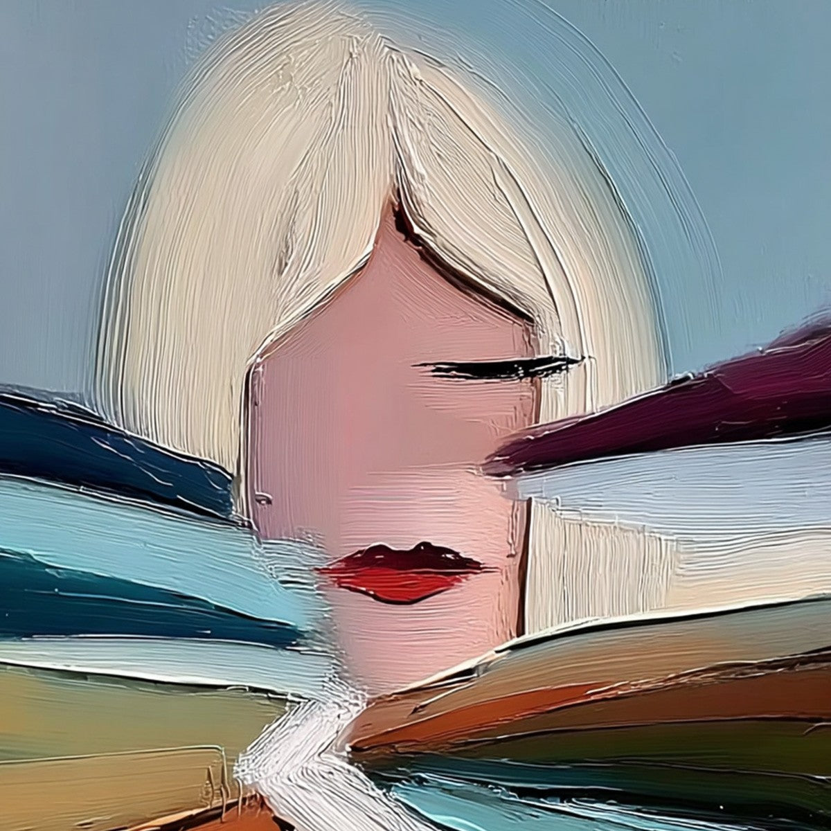 ECLAT: Modern Abstract Portrait Oil Painting with Textured Brushstrokes - Image 3