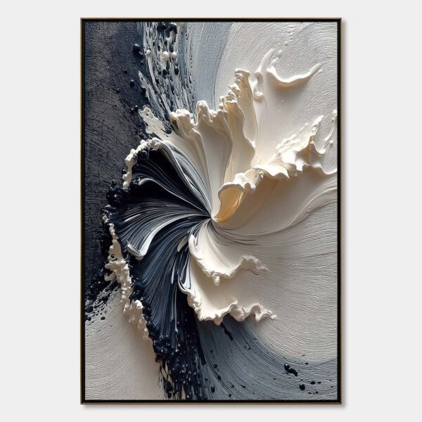 ECLIPSE IN BLOOM: Textured Wabi Sabi Abstract Floral Painting