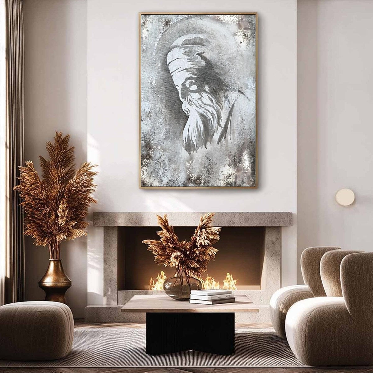 ELDER'S WHISPER: Minimalist Monochrome Figurative Portrait Painting - Image 5