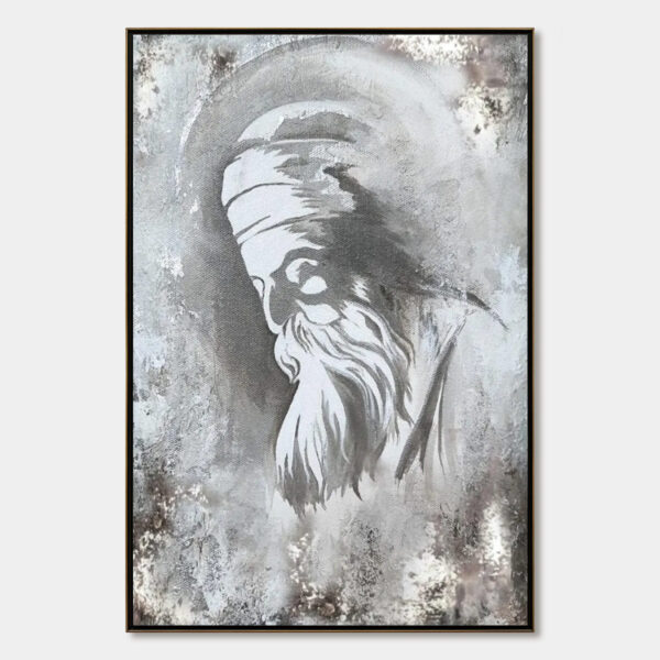 ELDER'S WHISPER: Minimalist Monochrome Figurative Portrait Painting