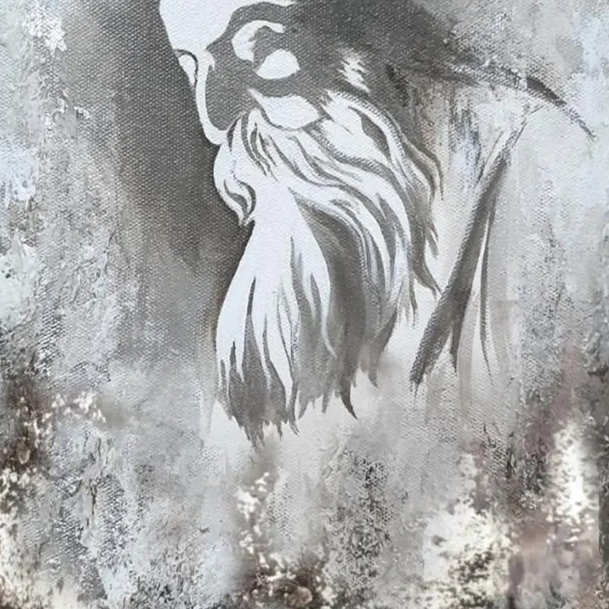 ELDER'S WHISPER: Minimalist Monochrome Figurative Portrait Painting - Image 6