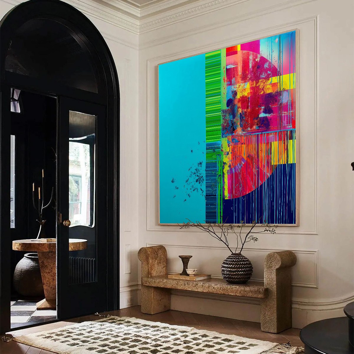 ELECTRIC ECHO: Vibrant Abstract Modern Oil Painting - Image 3