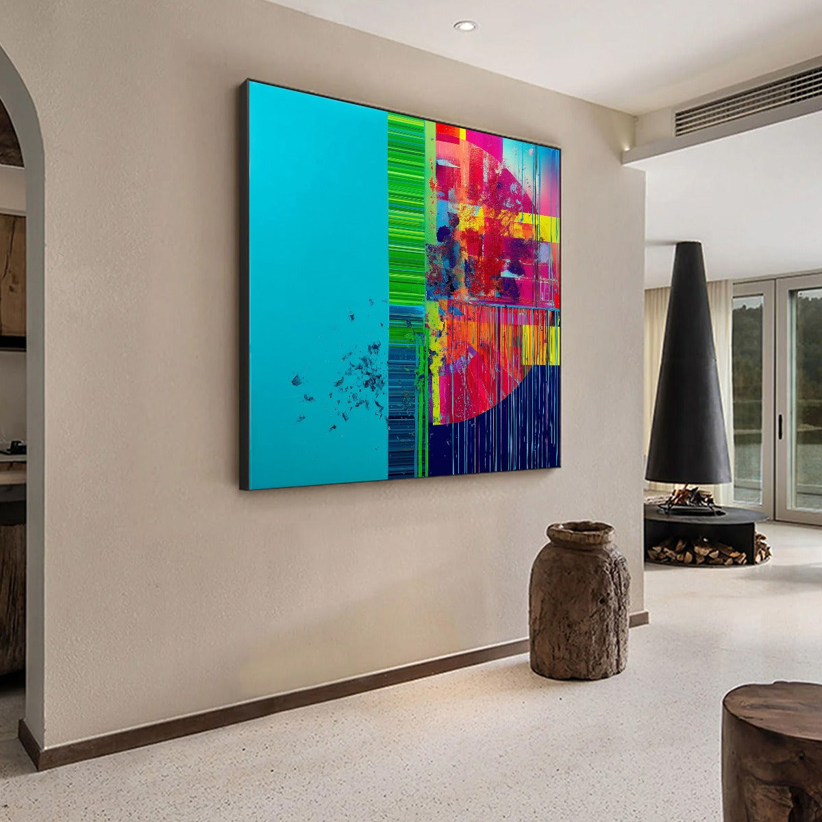 ELECTRIC ECHO: Vibrant Abstract Modern Oil Painting - Image 5