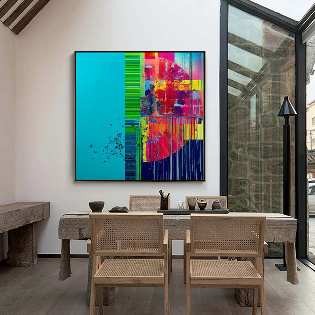 ELECTRIC ECHO: Vibrant Abstract Modern Oil Painting - Image 6