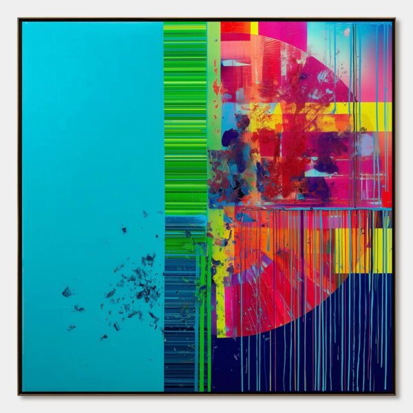 ELECTRIC ECHO: Vibrant Abstract Modern Oil Painting