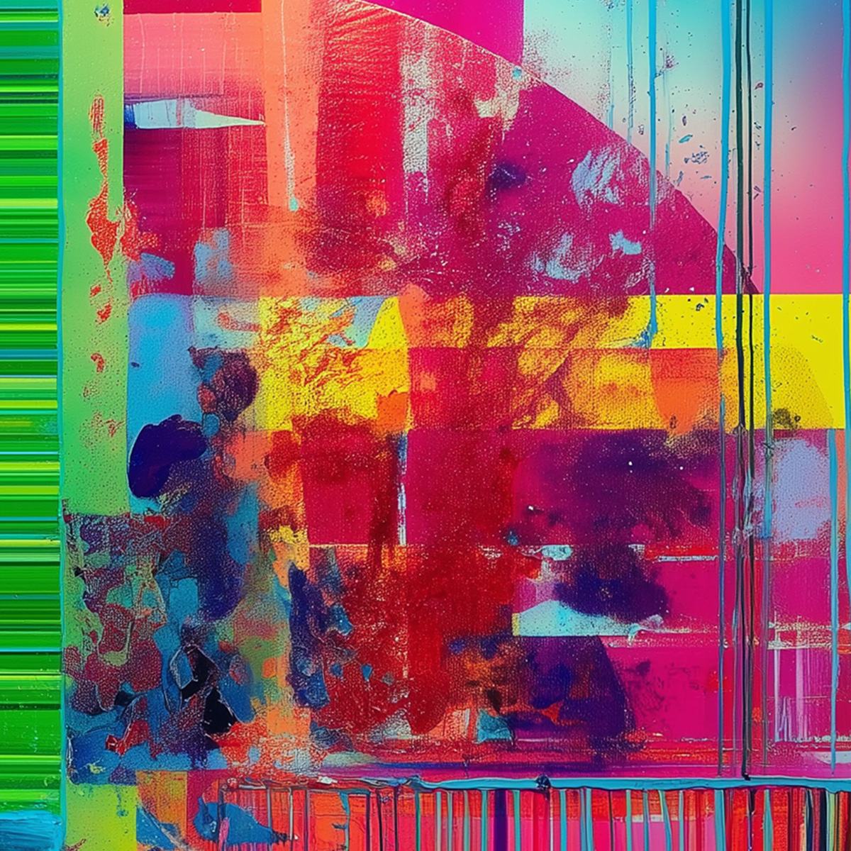 ELECTRIC ECHO: Vibrant Abstract Modern Oil Painting - Image 4