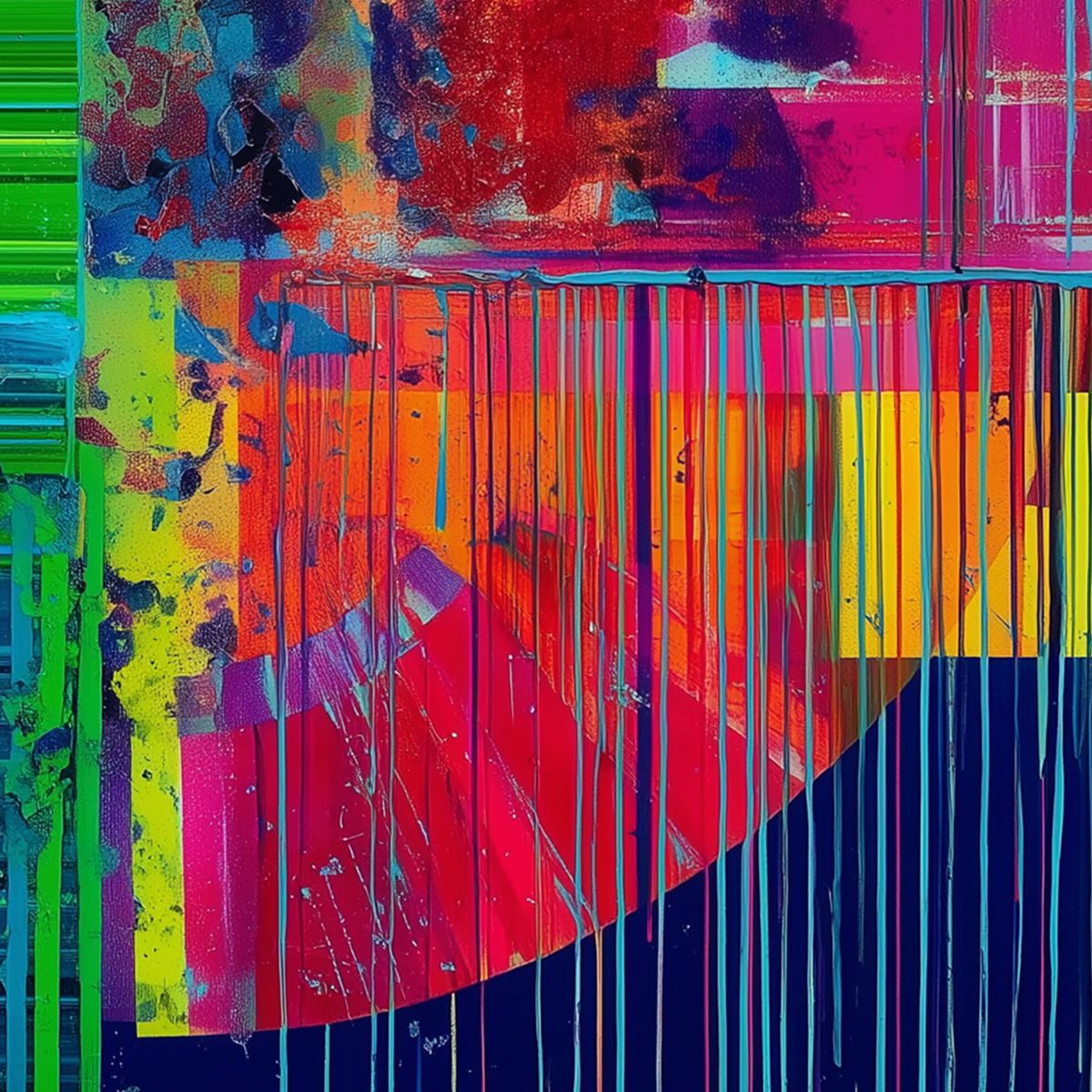 ELECTRIC ECHO: Vibrant Abstract Modern Oil Painting - Image 7