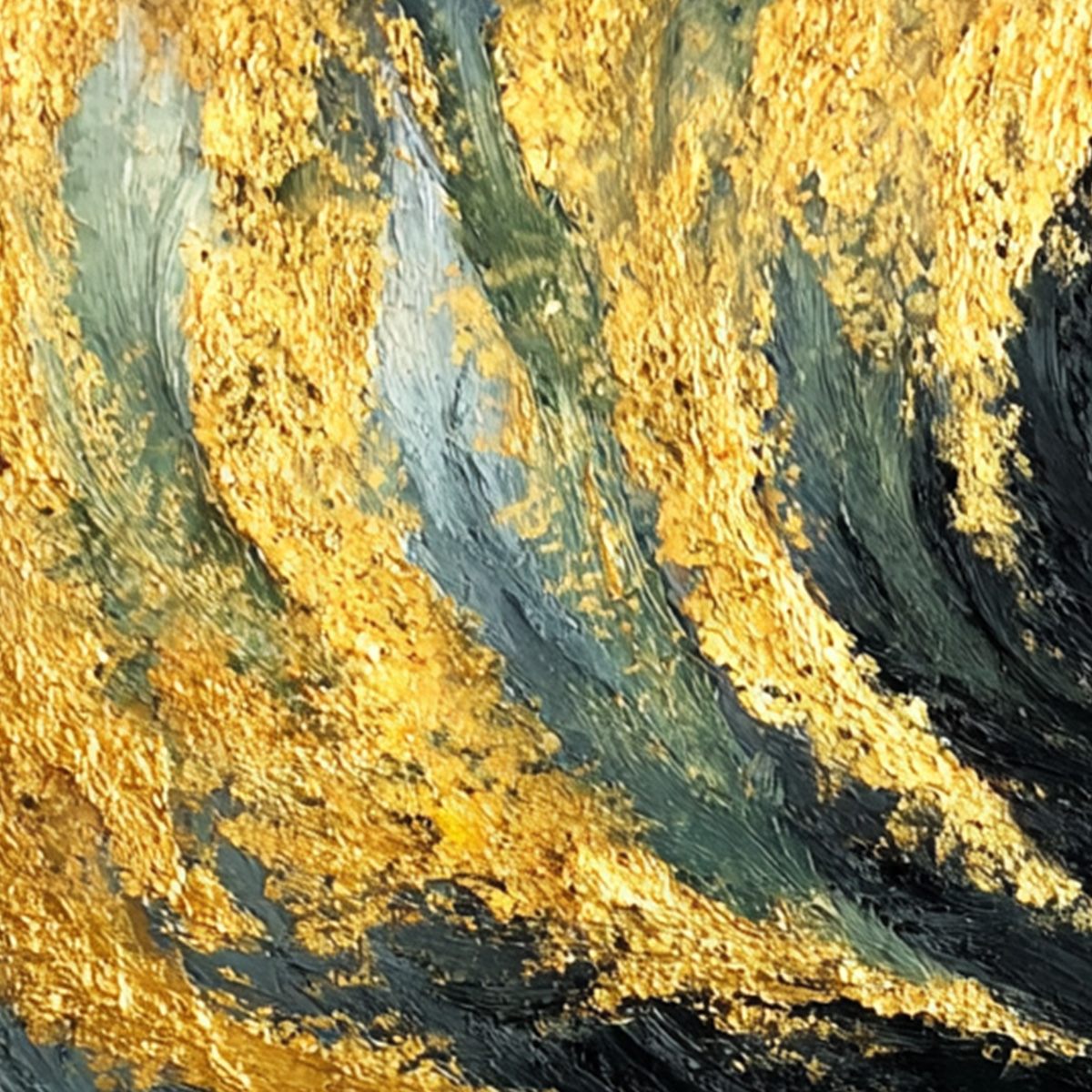EMBER EYES: Bold Abstract Black Cat Painting with Gold Leaf - Image 5