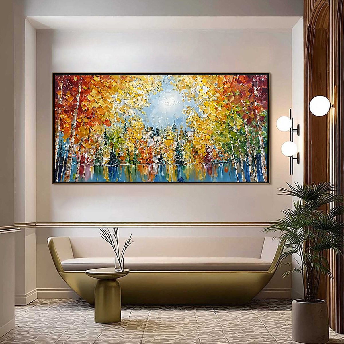 EMBERGLOW FOREST: Textured Palette Knife Autumn Forest Landscape Painting - Image 4