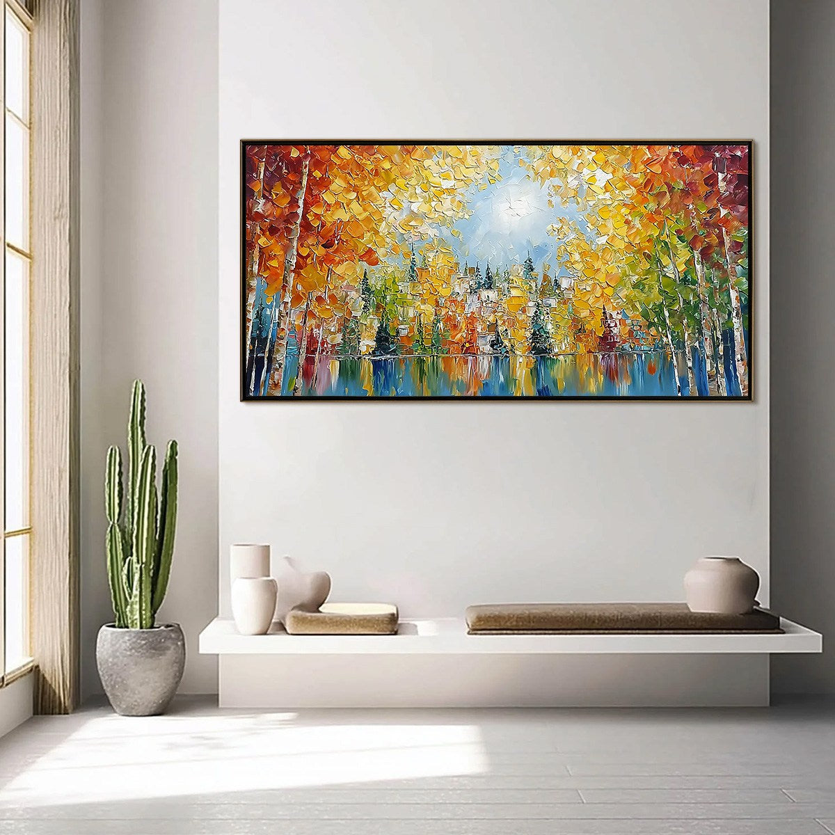 EMBERGLOW FOREST: Textured Palette Knife Autumn Forest Landscape Painting - Image 6