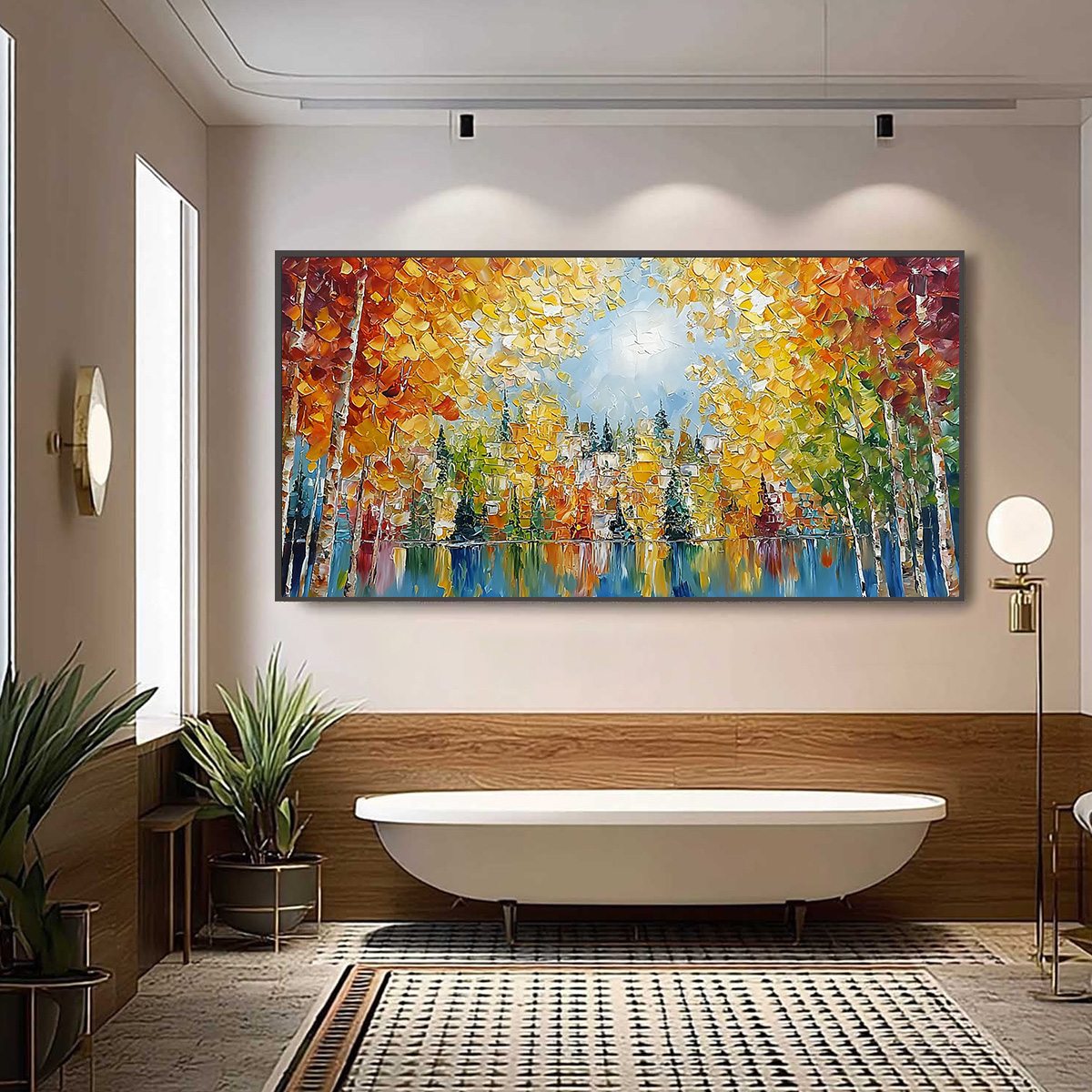 EMBERGLOW FOREST: Textured Palette Knife Autumn Forest Landscape Painting - Image 2