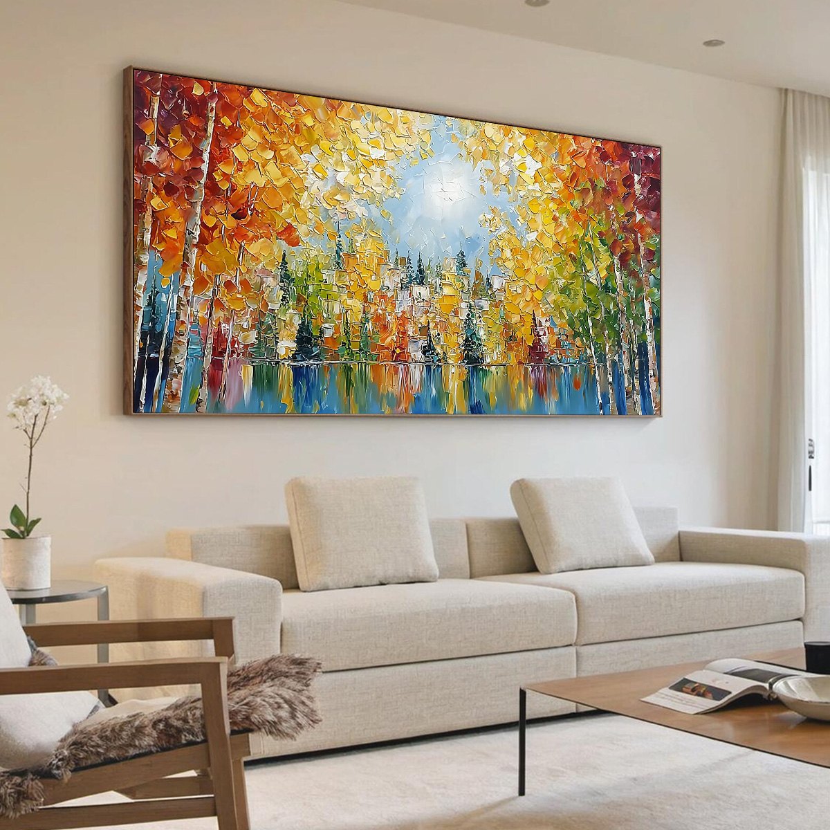 EMBERGLOW FOREST: Textured Palette Knife Autumn Forest Landscape Painting - Image 7