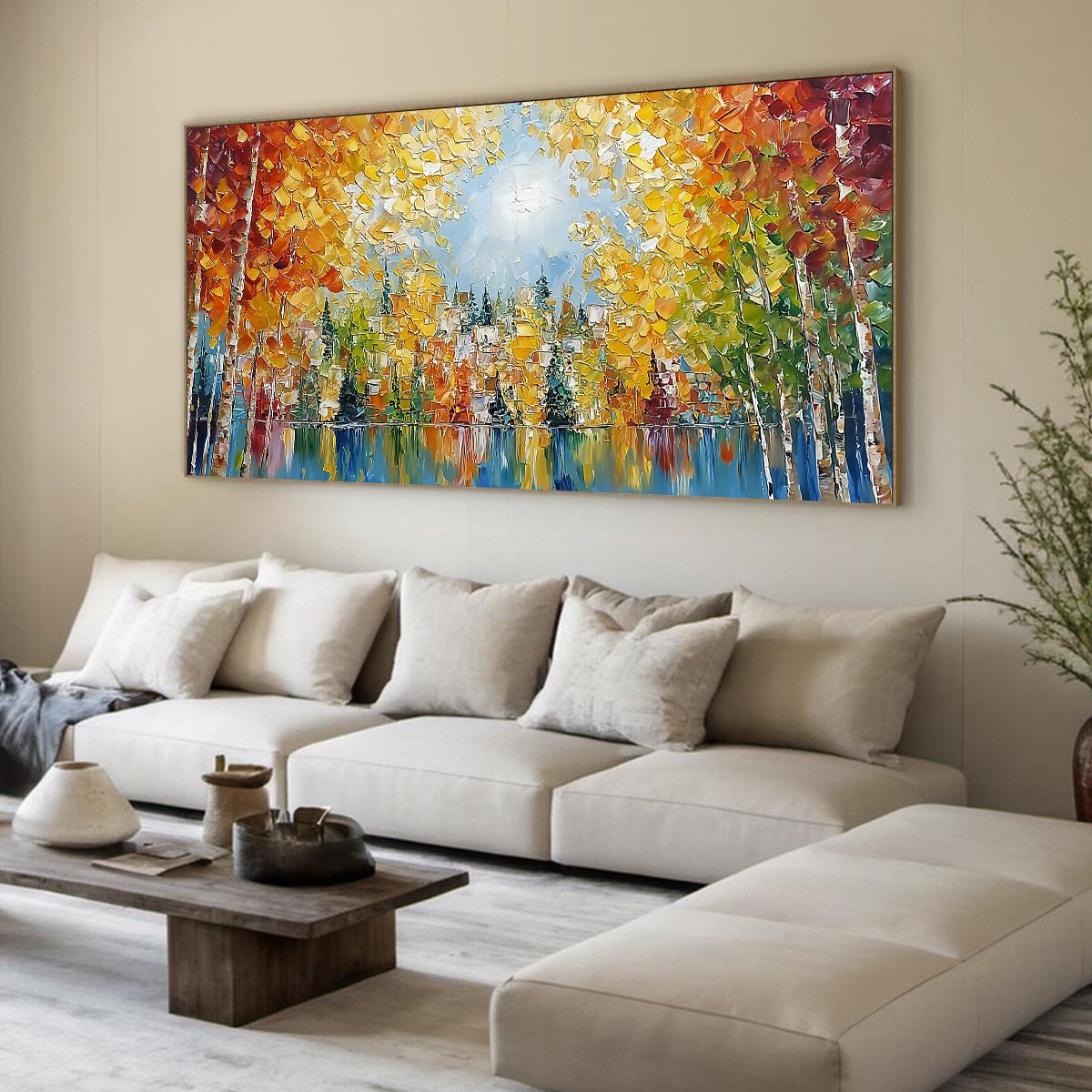 EMBERGLOW FOREST: Textured Palette Knife Autumn Forest Landscape Painting - Image 8