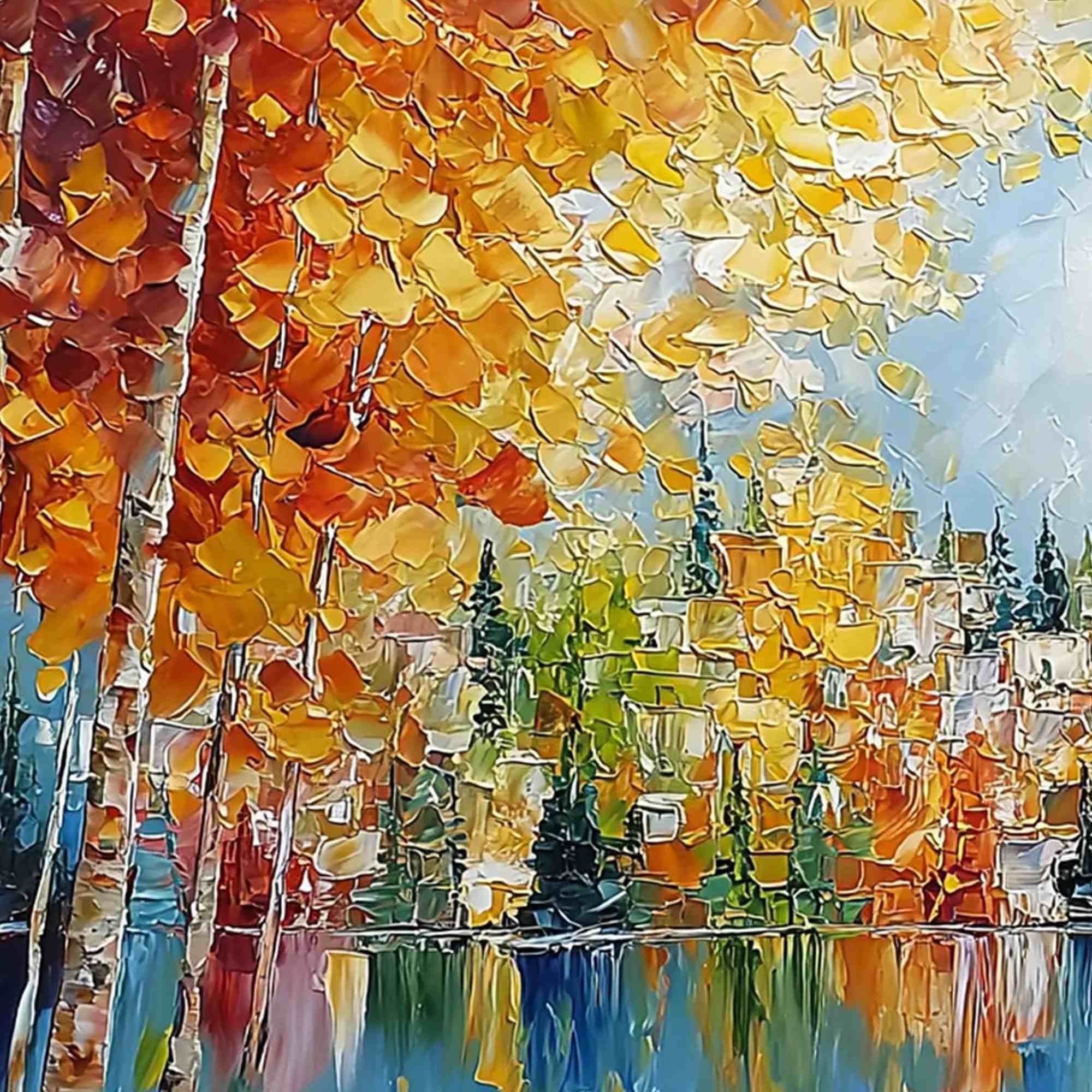 EMBERGLOW FOREST: Textured Palette Knife Autumn Forest Landscape Painting - Image 5