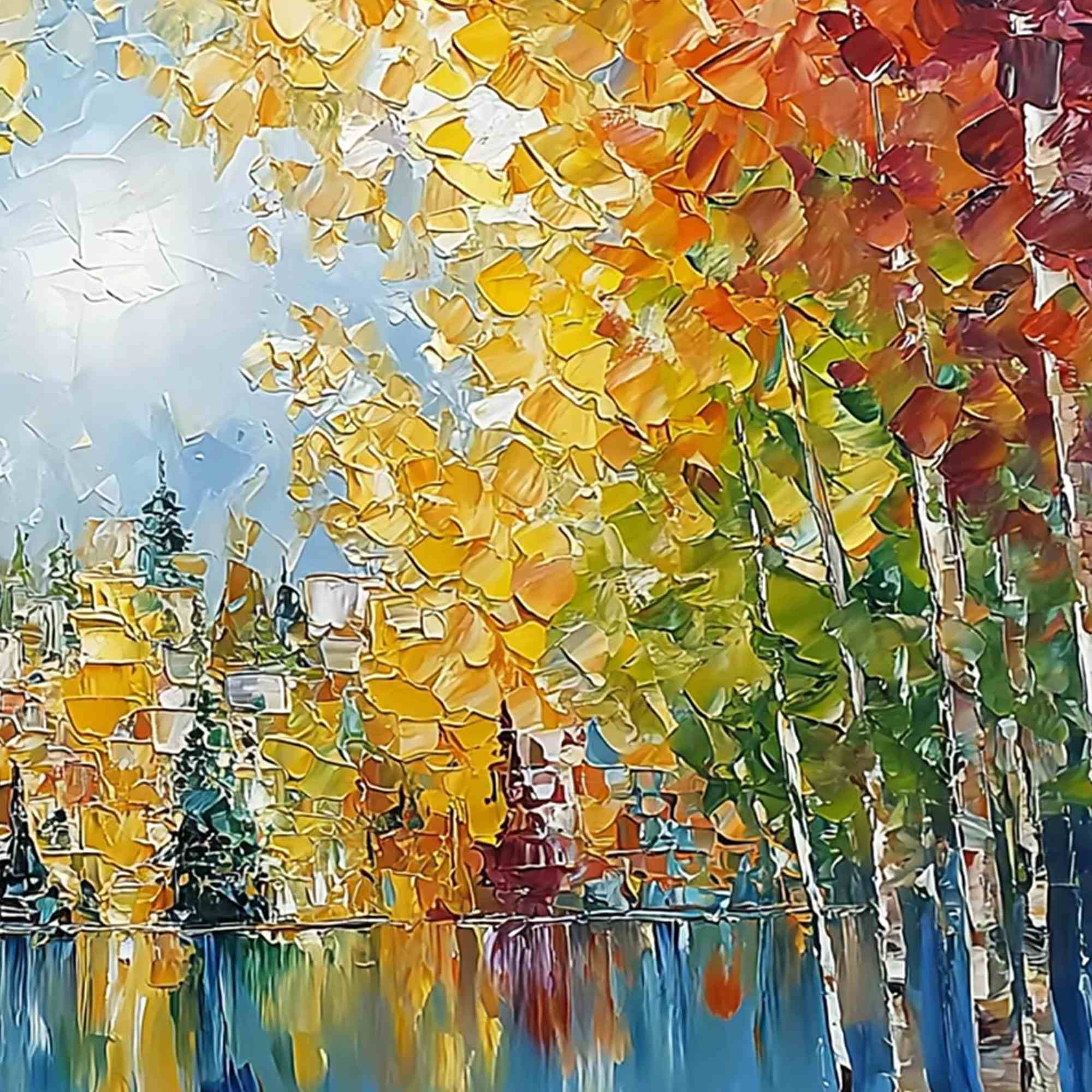 EMBERGLOW FOREST: Textured Palette Knife Autumn Forest Landscape Painting - Image 3
