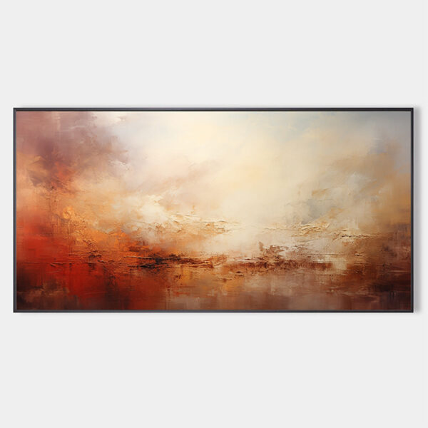 EMBER SKY: Abstract Landscape Textured Oil Painting in Warm Tones