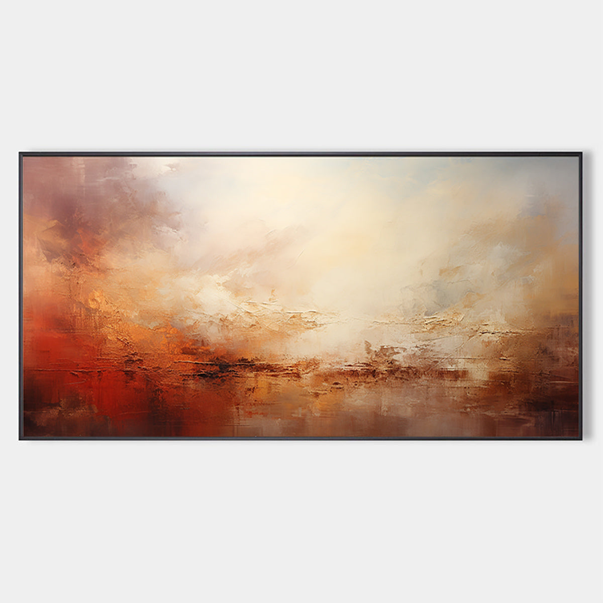 EMBER SKY: Abstract Landscape Textured Oil Painting in Warm Tones