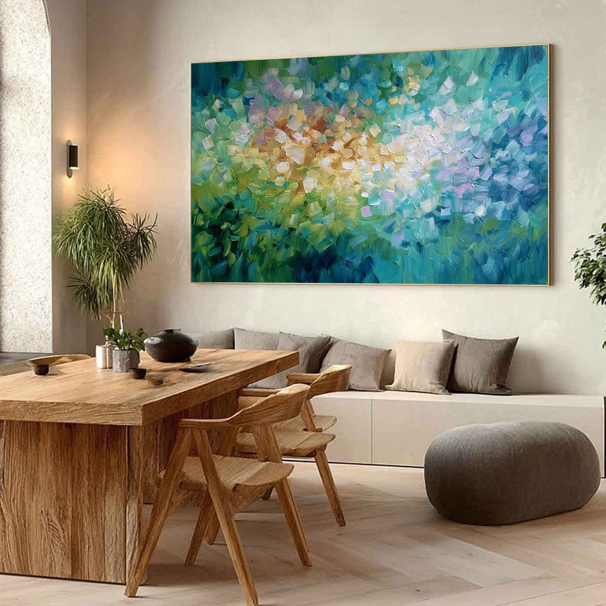 EMERALD BLOOM: Colorful Textured Abstract Floral Palette Knife Painting - Image 7