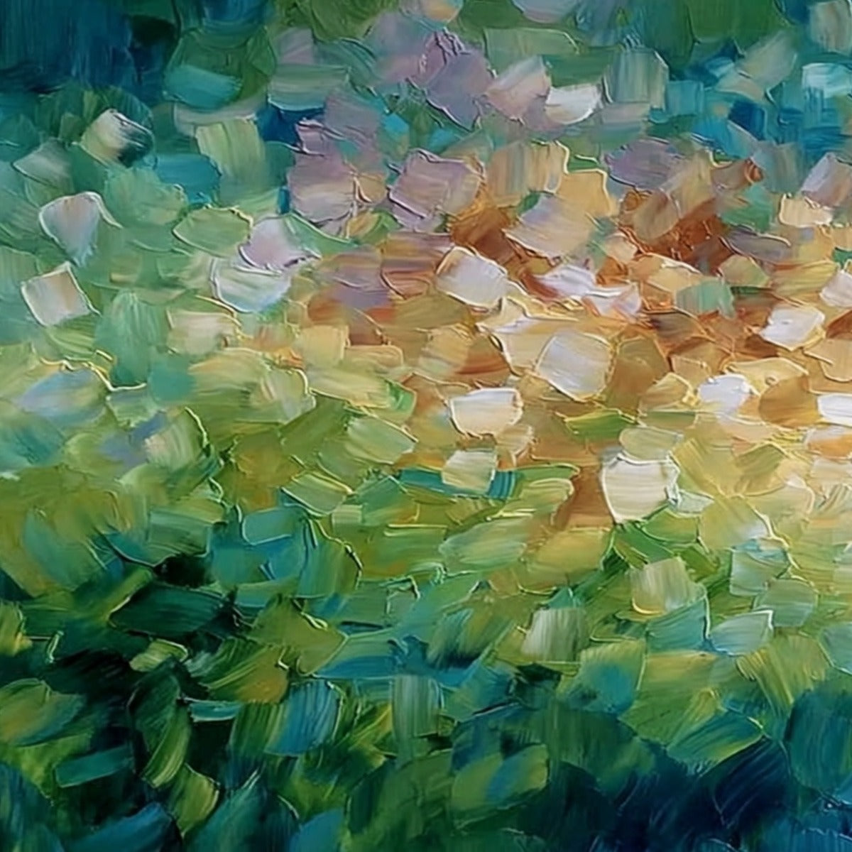 EMERALD BLOOM: Colorful Textured Abstract Floral Palette Knife Painting - Image 3