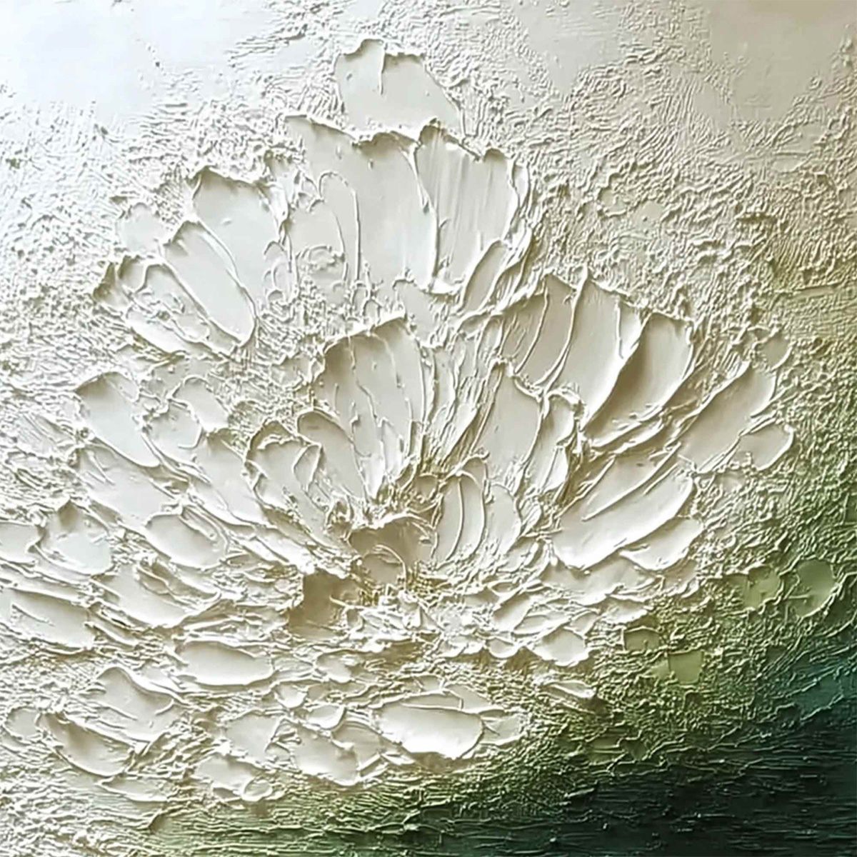 EMERALD BLOOM: Textured Wabi Sabi Floral Abstract Wall Art - Image 3