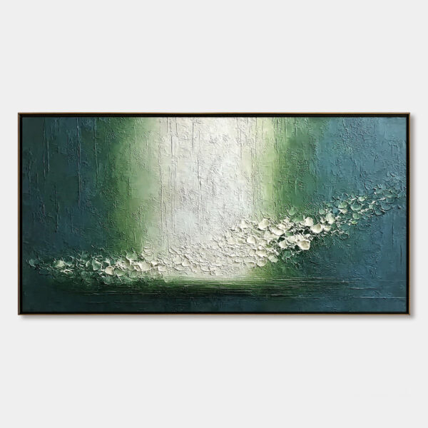 EMERALD CASCADE: Large Textured Wabi Sabi Abstract Painting