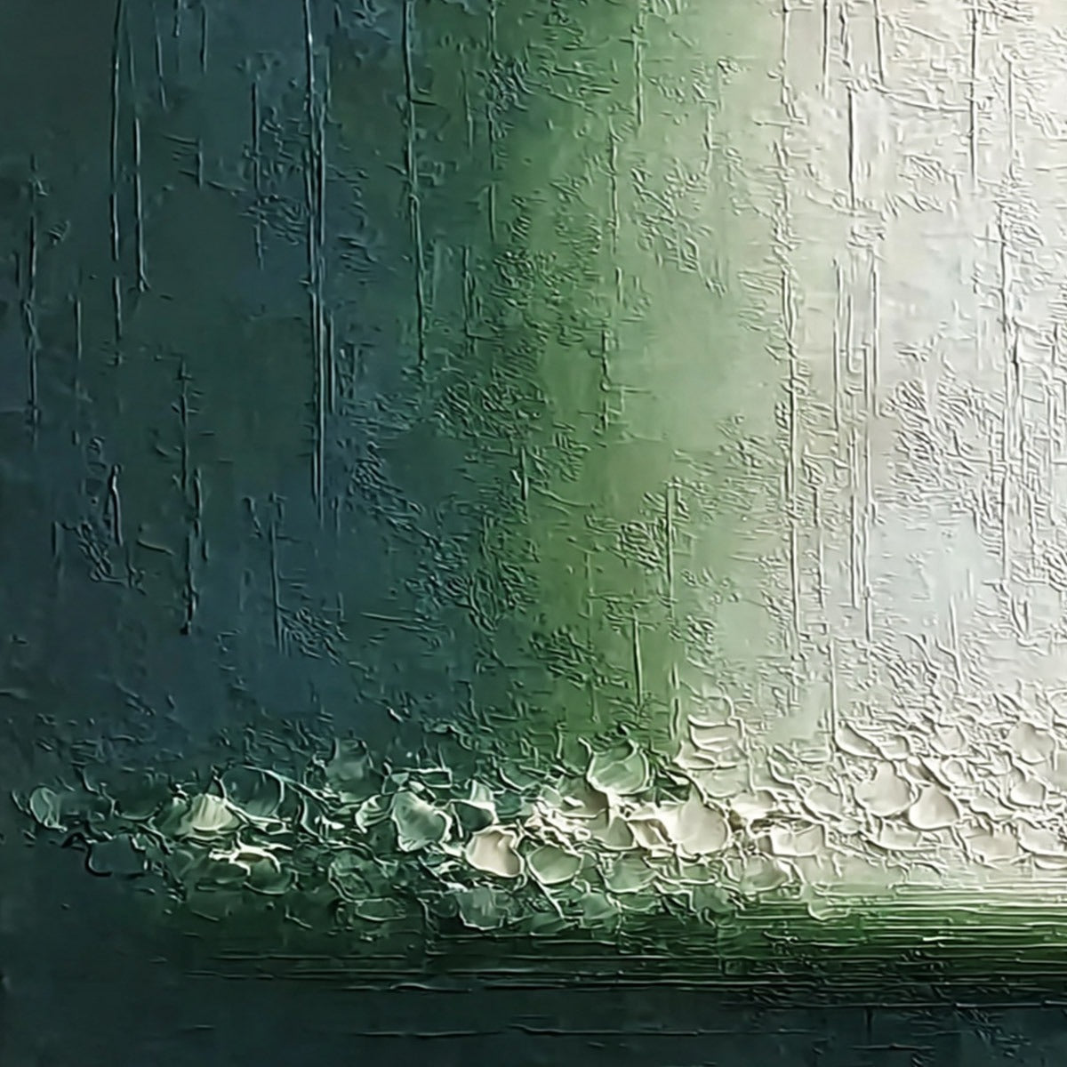 EMERALD CASCADE: Large Textured Wabi Sabi Abstract Painting - Image 3