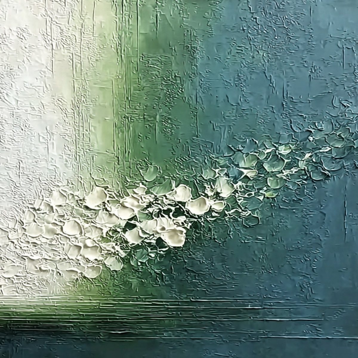 EMERALD CASCADE: Large Textured Wabi Sabi Abstract Painting - Image 5