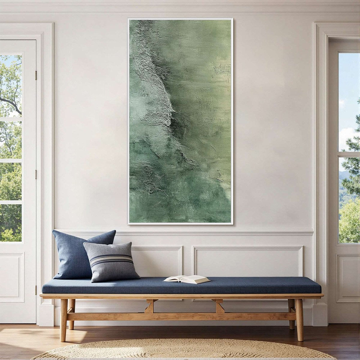 EMERALD DEPTHS: Textured Abstract Oil Painting - Image 4