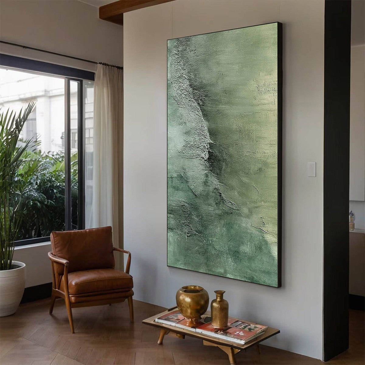 EMERALD DEPTHS: Textured Abstract Oil Painting - Image 8