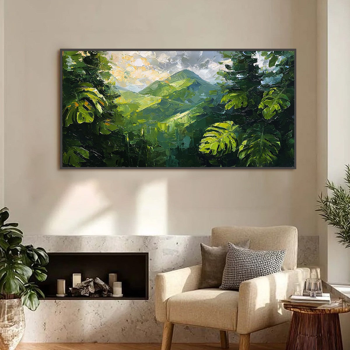 EMERALD ESCAPE: Lush Impasto Painting of a Verdant Mountain Valley - Image 2