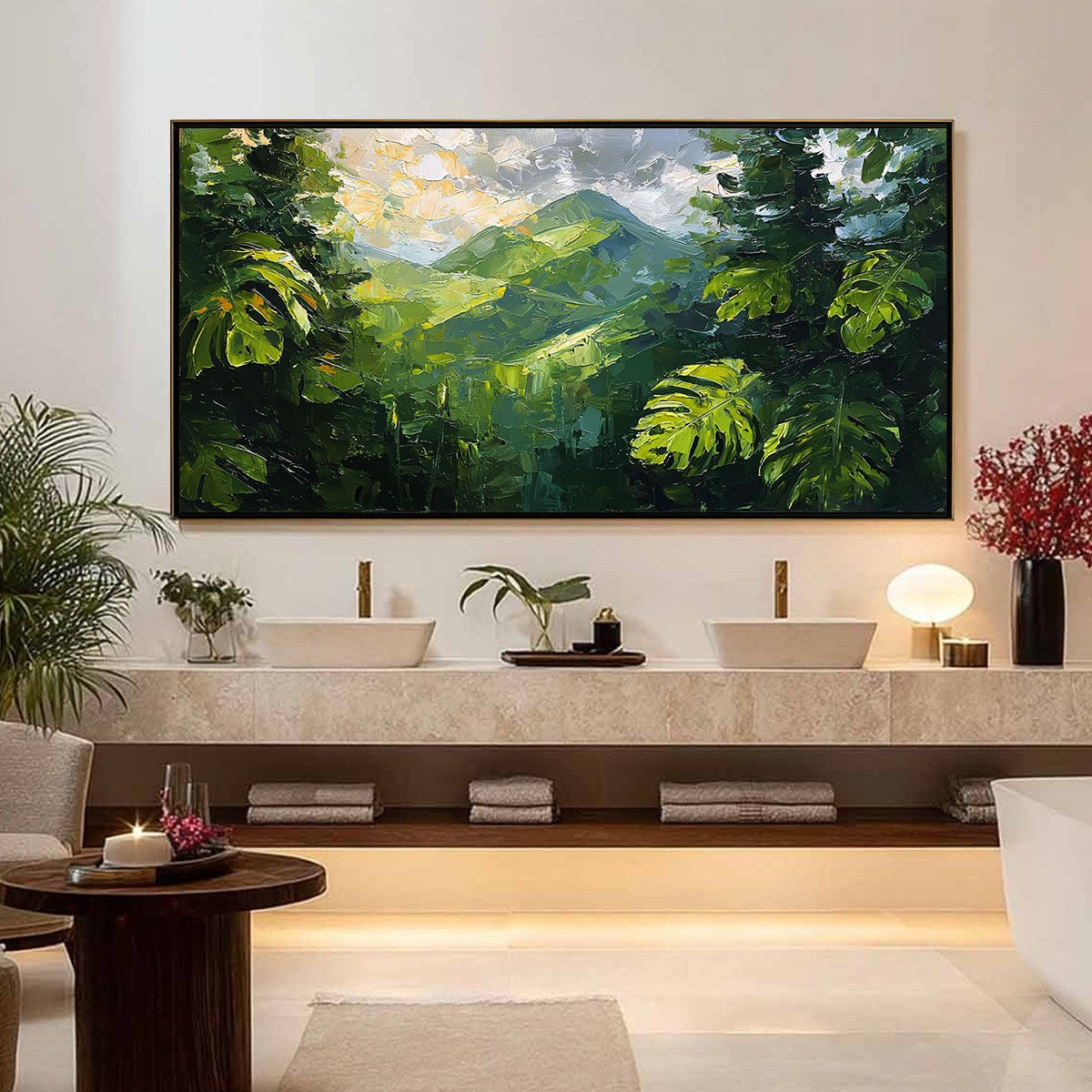EMERALD ESCAPE: Lush Impasto Painting of a Verdant Mountain Valley - Image 4