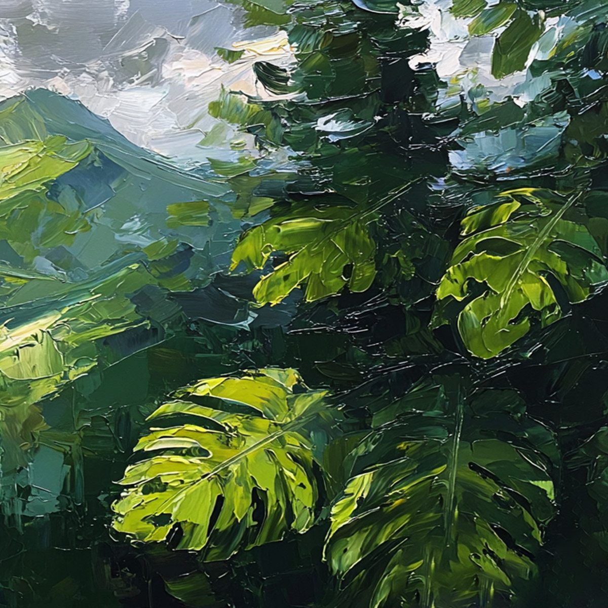 EMERALD ESCAPE: Lush Impasto Painting of a Verdant Mountain Valley - Image 5