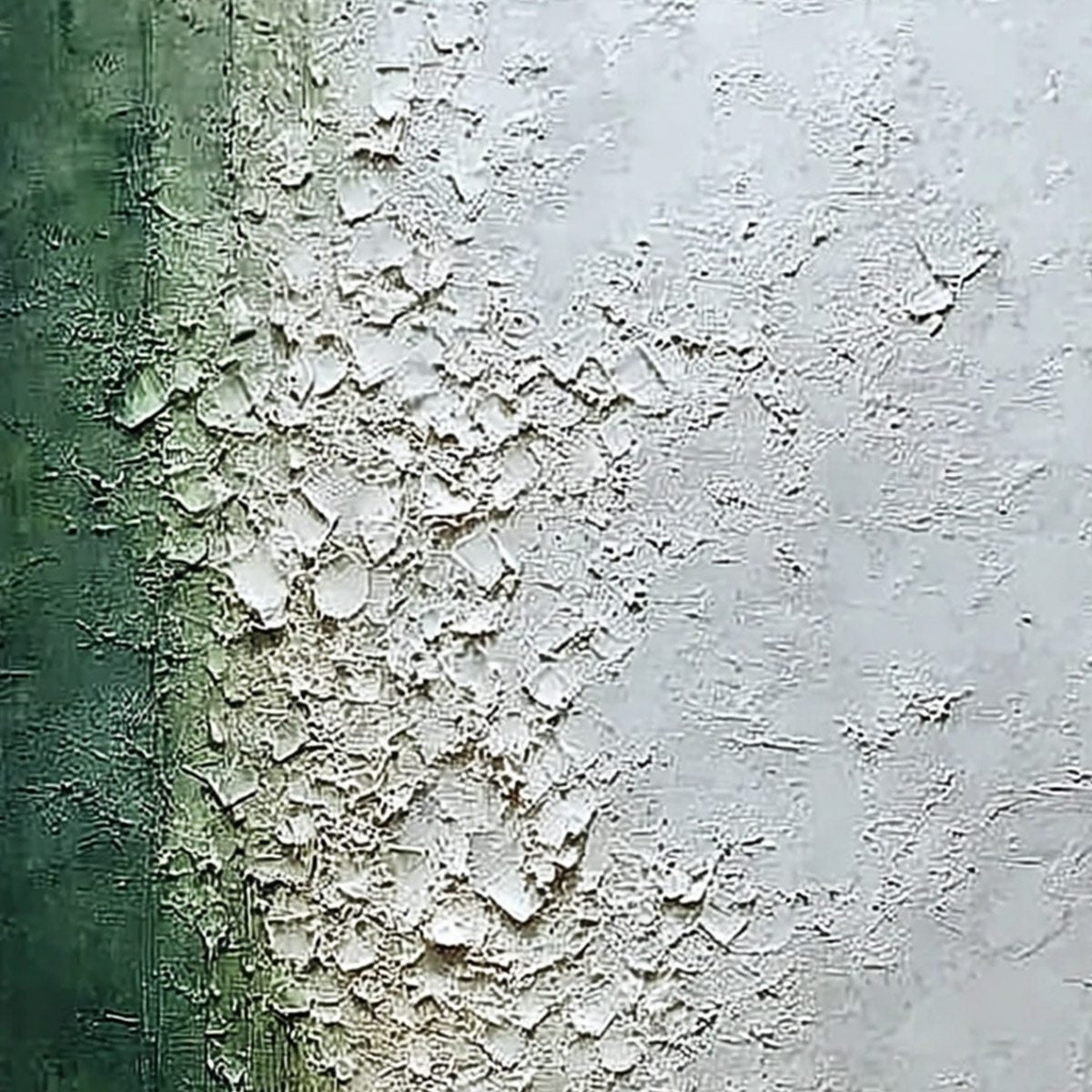 EMERALD FALL: Large Green and White Textured Wabi Sabi Abstract Painting - Image 3